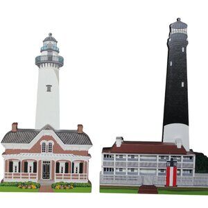 Shelias Lighthouse Set Pensacola FL St Simons Island GA Shelf Sitter Collectible